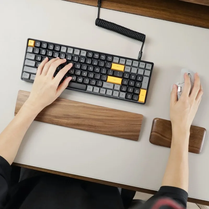 Walnut Wood Palm Rest Custom Soild Wood Mouse Rest Mechanical Keyboard Wrist Rest Accessories AntiSlip Stickers WoodenPalm Stree