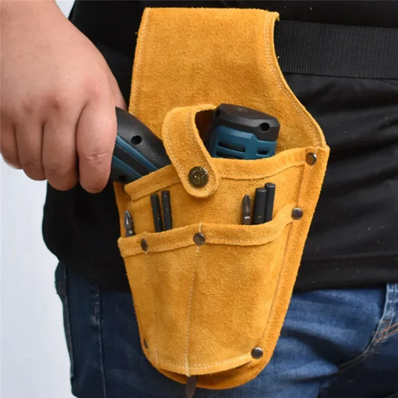 Durável Couro Broca Coldre, Cintura Power Tool Bag, Cinto Elétrico, Ferramentas Embalagem Bolsa, Chave de fenda elétrica