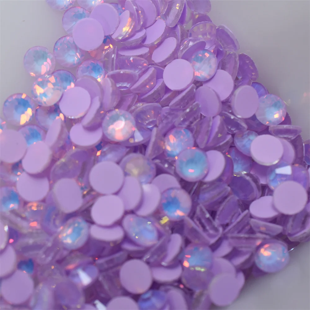 Vetro Non Hotfix Flatback Strass Lt.purple colla su Neon luminoso Mocca Opal AB Nail Art decorazione Crystal Strass Phone Case