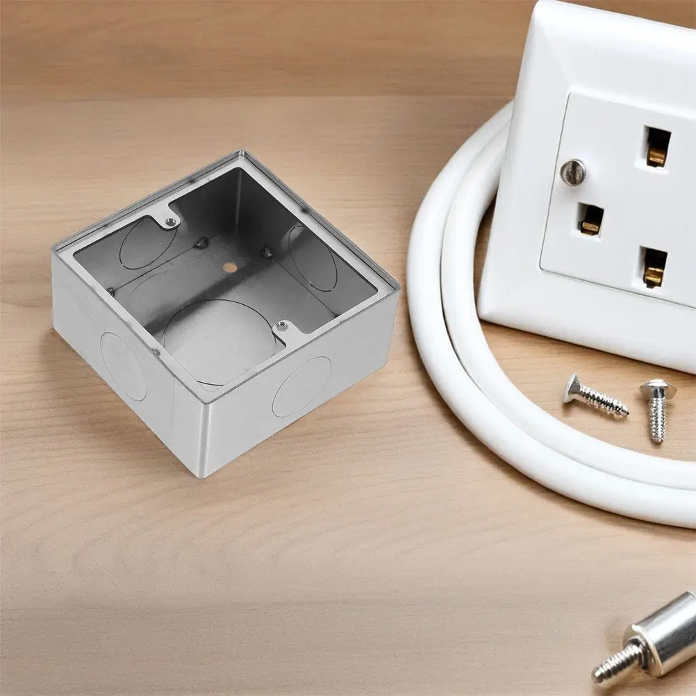 2Pcs 86 Type Fireproof Stainless Steel Surface Mount Electrical Junction Box Wall Socket Outlet Switch Panel Box