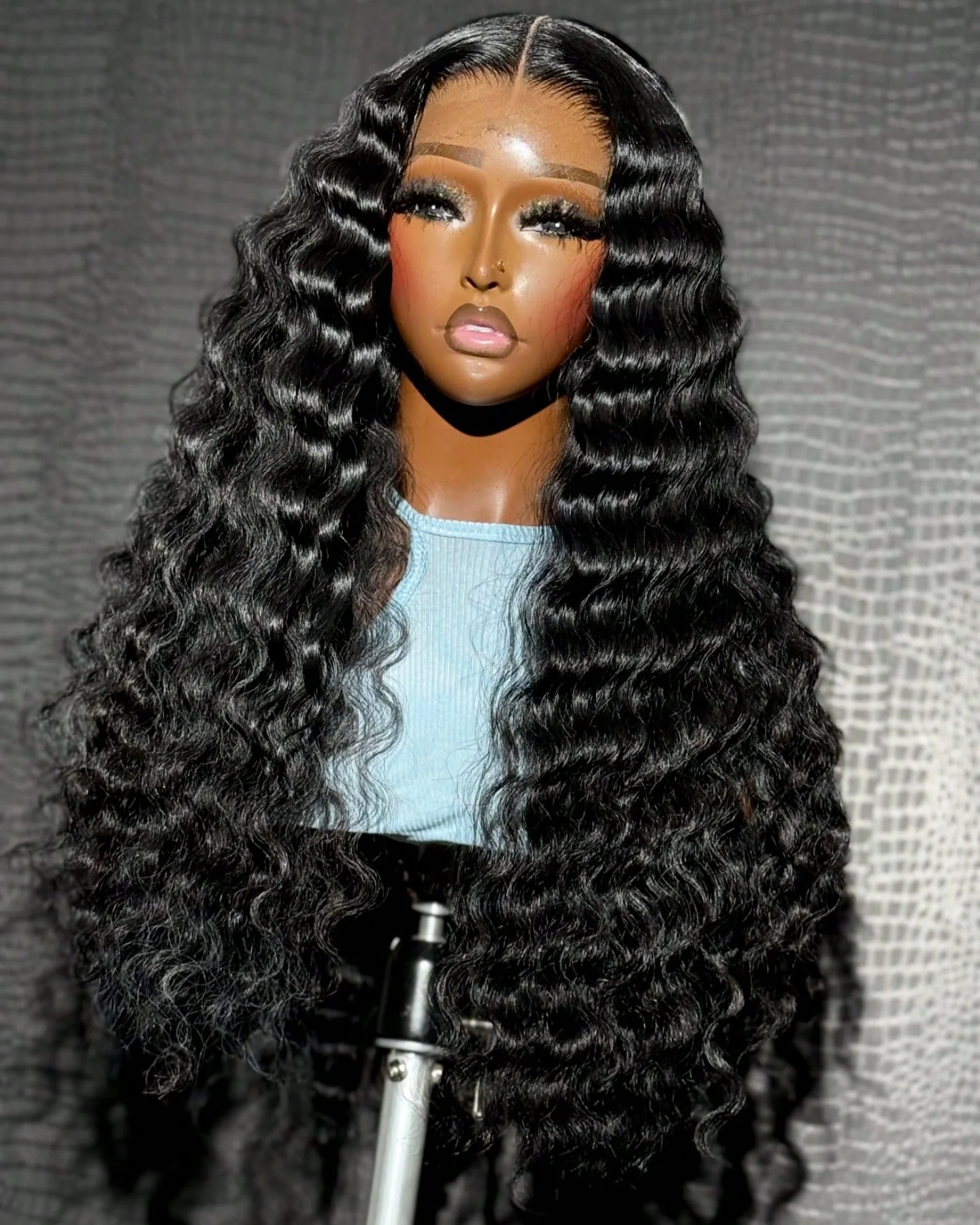13x4 Transparent Lace Front Wigs For Women, 34 Inch Natural Black Deep Wave Loose Deep Curly Human Hair Wig, 250% Density Pre Plucked Lace Frontal