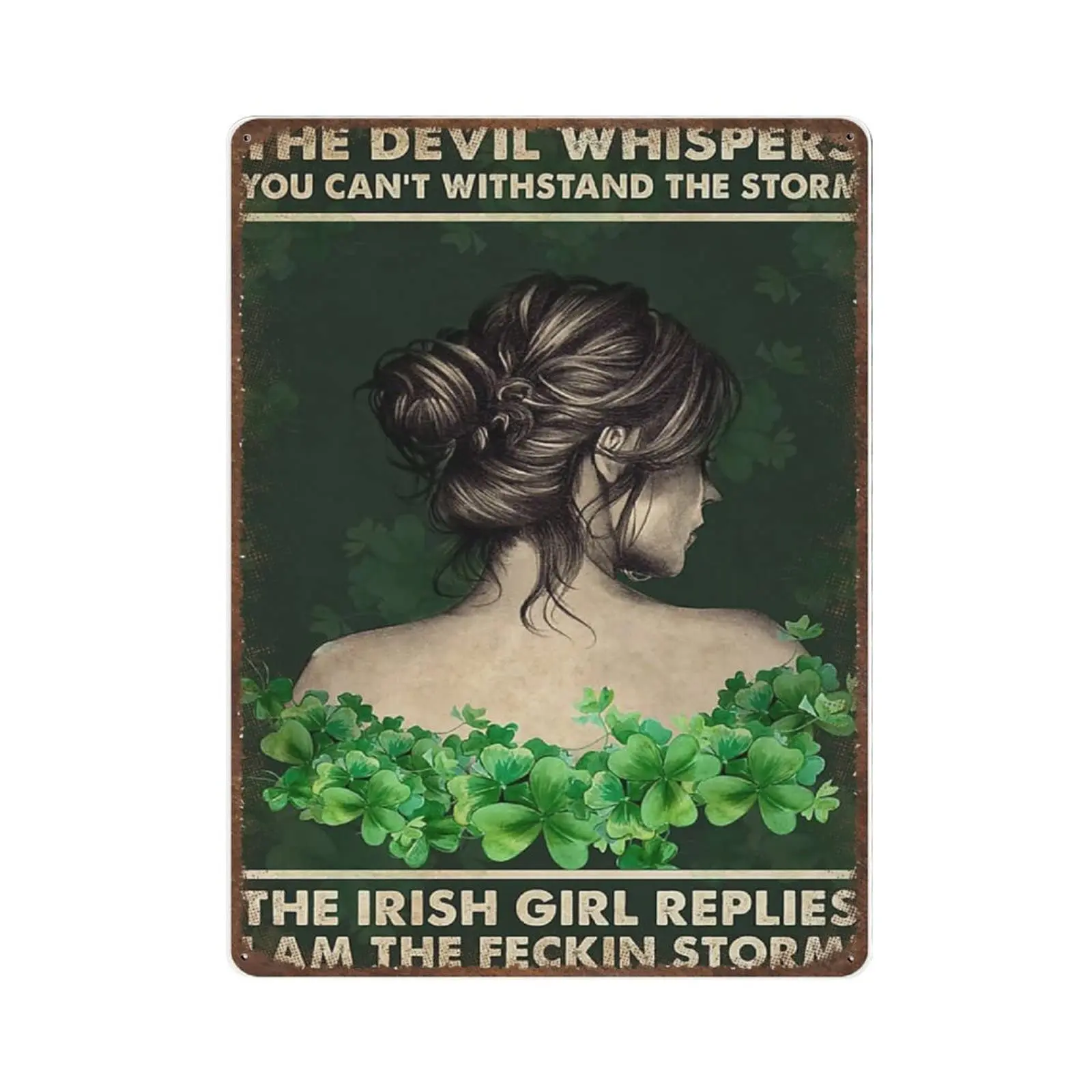 Vintage Thick Metal Tin Sign-Irish Girl The Devil Whispers You Can;t Withstand The Sign -Novelty Posters，Home Decor Wall Art，Fun