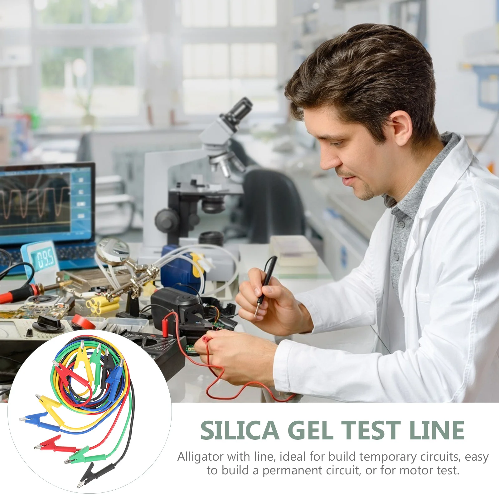 

5pcs Crocodile Clips Power Cable Non-Slip Jumper Wires Electrical Test Leads Insulated Flame-Retardant Pvc For Diy Lab Home Use