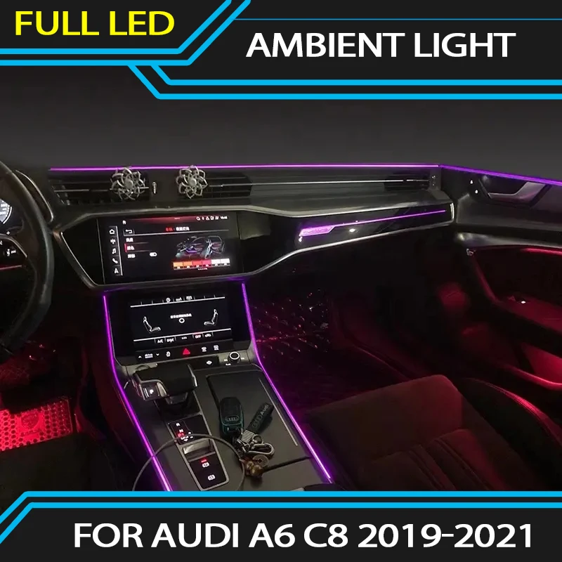 LED Ambient Light For Audi A6 C8 2019-2021 Car LED Lighting System ABS Carbon Fiber Ambient Auto