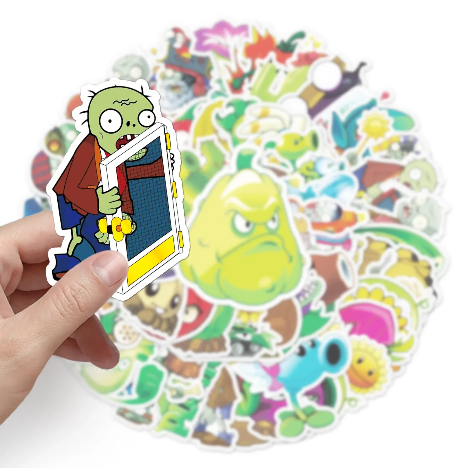 Pegatinas de juego Plants Vs. Zombies para niños, 50 piezas, Maleta, Scooter, Graffiti, impermeable, juguetes, regalos de cumpleaños