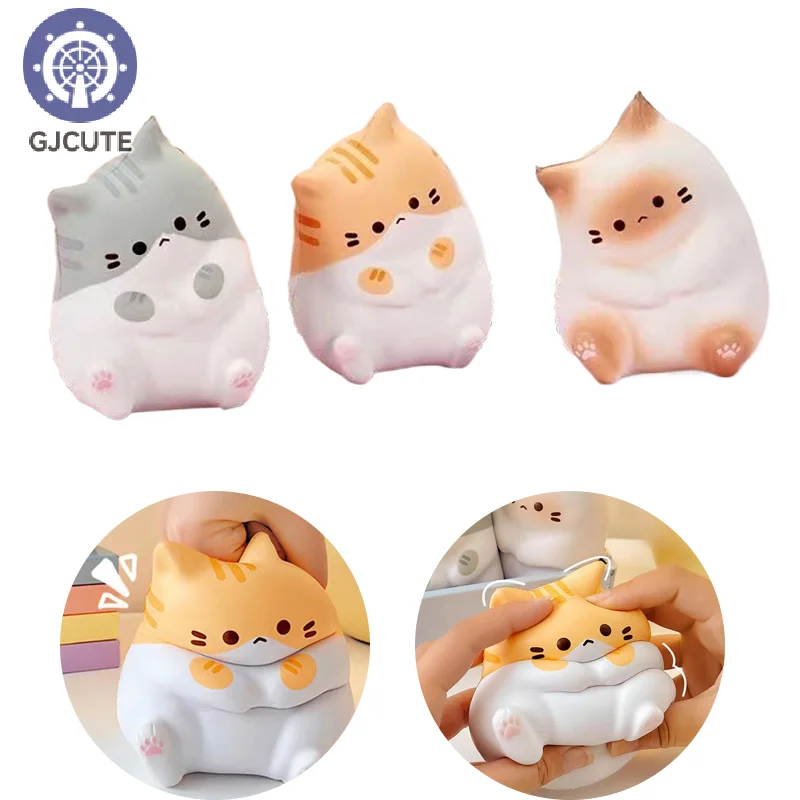 Cute Cat Stress Relief Squishy Toy PU Squeeze Antistress Ball Cartoon Table Ornaments Slow Rebound Reliever Toys