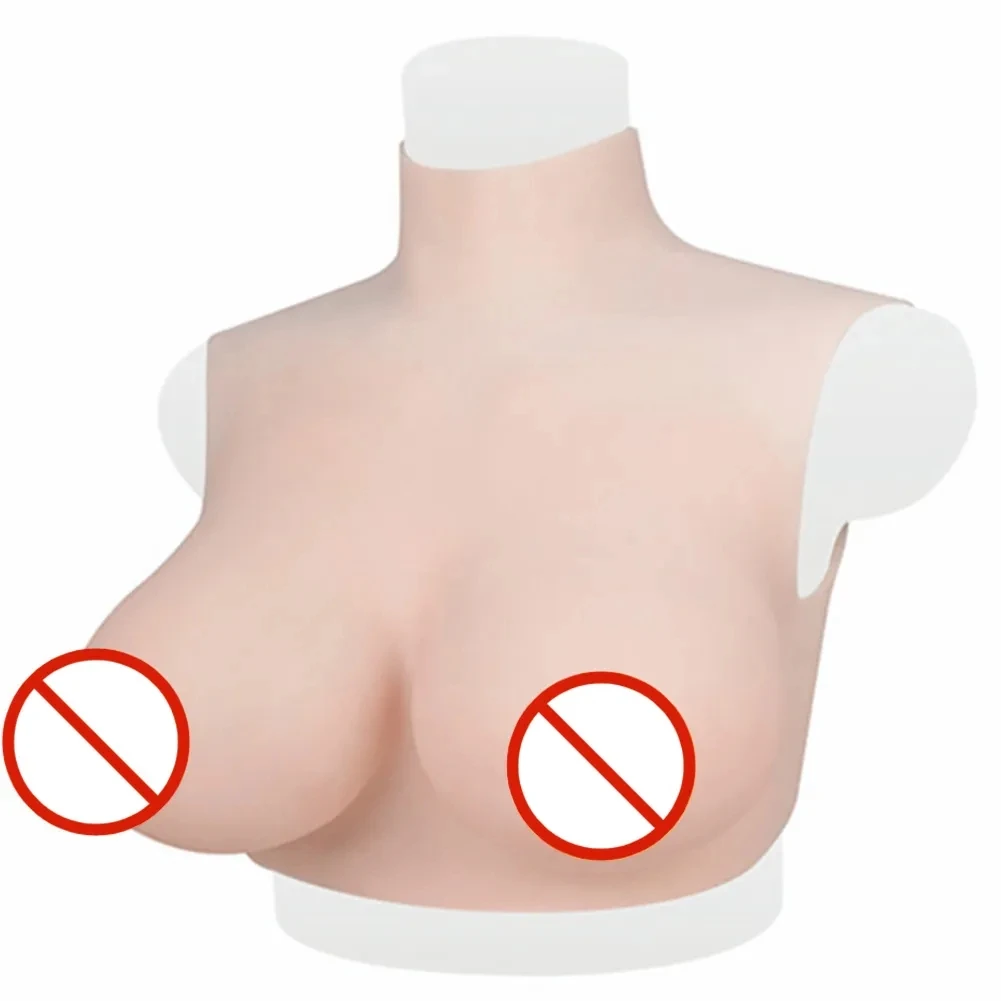 Realistic Shemale Light Type Breast Forms Artificial Big Fake Boobs Plate Bodysuit Crossdresser Cosplay Transvestite Transgender