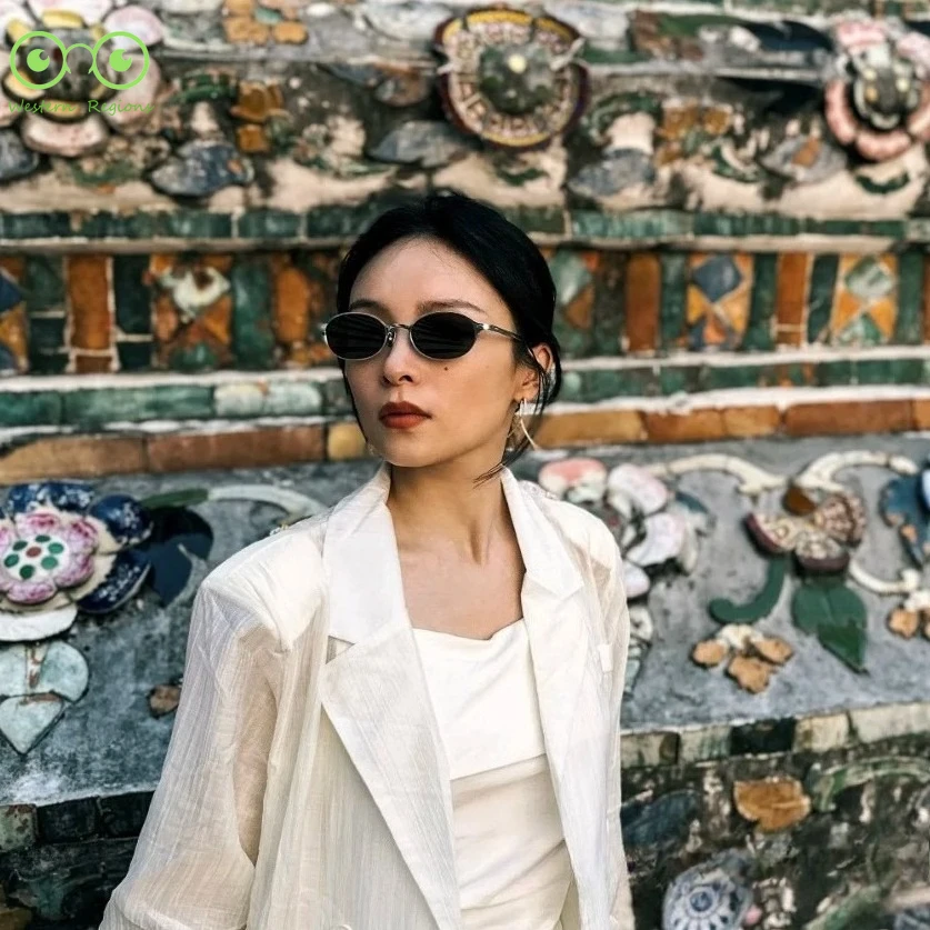 

Titanium frame outdoor men and women sunglasses fashion travel high quality insUv400 sun protection oval women sunglasses