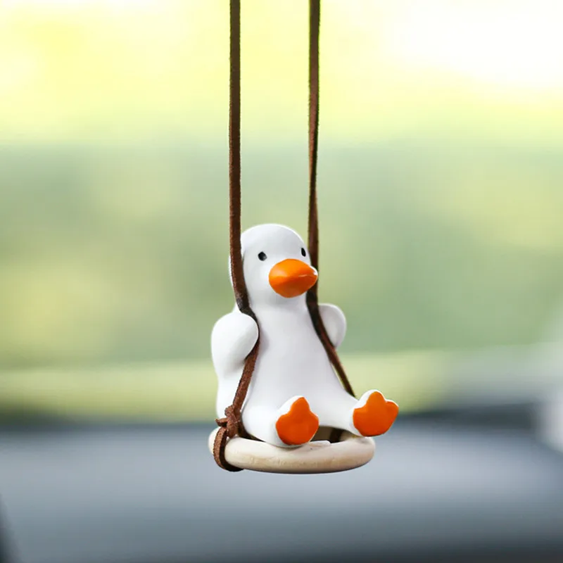 

Cute Anime Car Interior Decoration Gypsum Swing Duck Auto Rearview Mirror Pendant For Kawai Car Decoration Accessories Ornaments