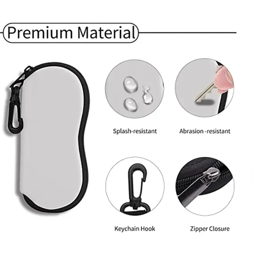 Estuche para gafas de neopreno con impresión en blanco por sublimación, transfer térmico, estuche para gafas de sol