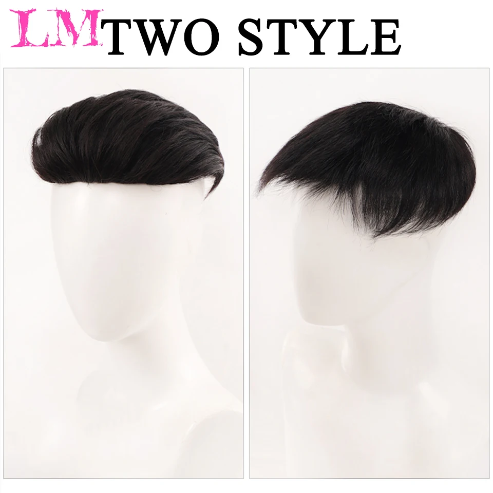 LM Handsome Top Replacement Films Men's Wigs Men's Short Hairs Bald Foreheads Men's Hair Replacement