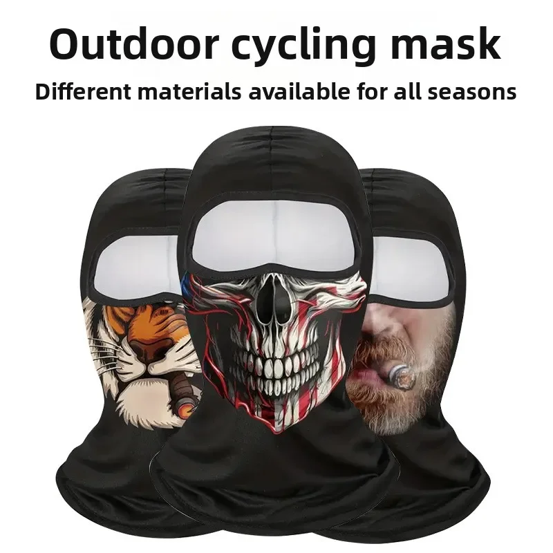 Full-face Motorcycle Face Mask, Breathable Ice Silk Headcover, Digital Print, Outdoor Face Cover, Neck Protection, Sunscreen Hat