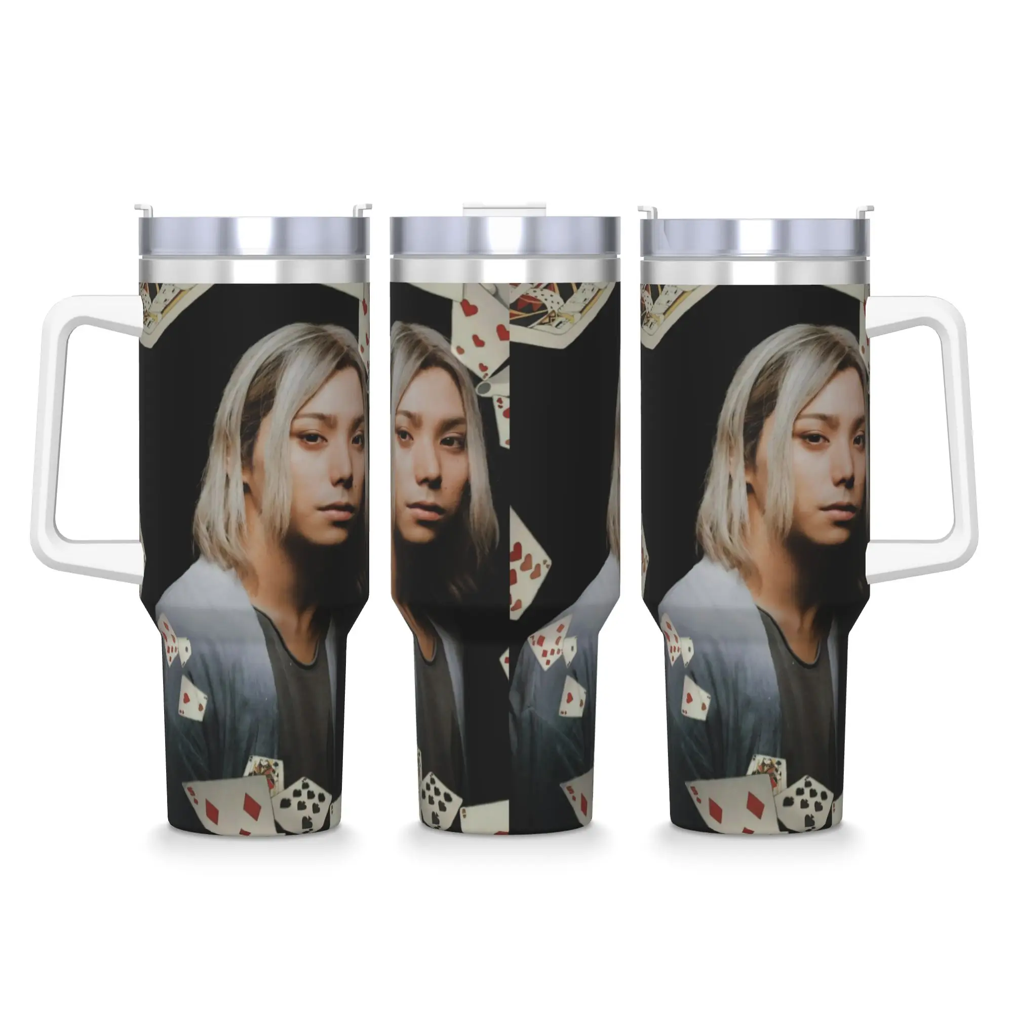 

A-Alice In Borderland -Chishiya Stainless Steel Tumbler Coffee Mug With Straws and Lid 40oz Car Mugs Cold and Hot Water Bottle