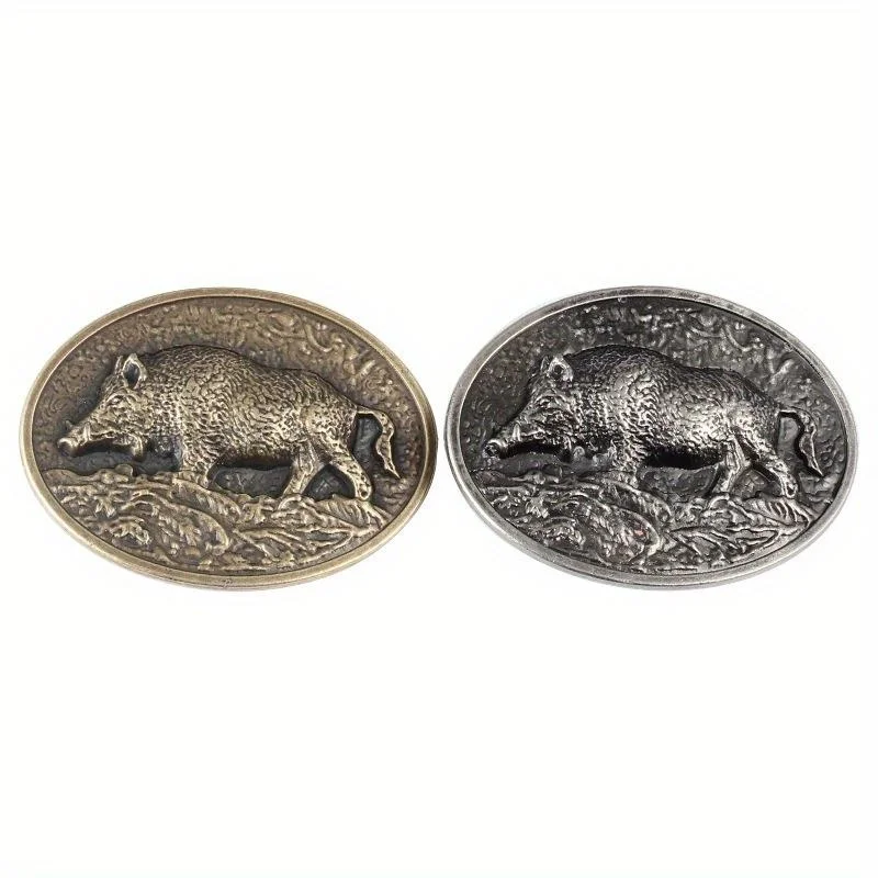 1/2 Buah Gesper Sabuk Babi Hutan Ukiran Logam Mode Keren Logo Pria Aksesori Babi Cocok 38-40Mm Sabuk Hadiah Pria Terbaik Tahan Lama Bergaya