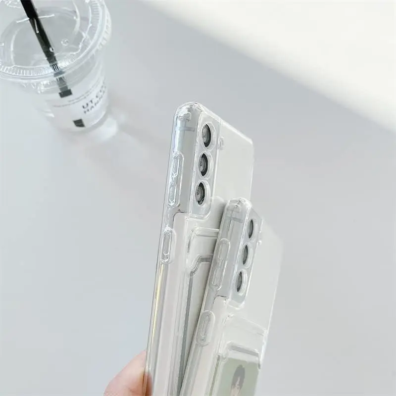 Card Bag Case for Samsung Galaxy S21 S22 S23 FE S24 Plus A55 A35 A25 A15 A24 A54 A14 A34 A53 S24 Ultra 5G Shockproof Clear Cover