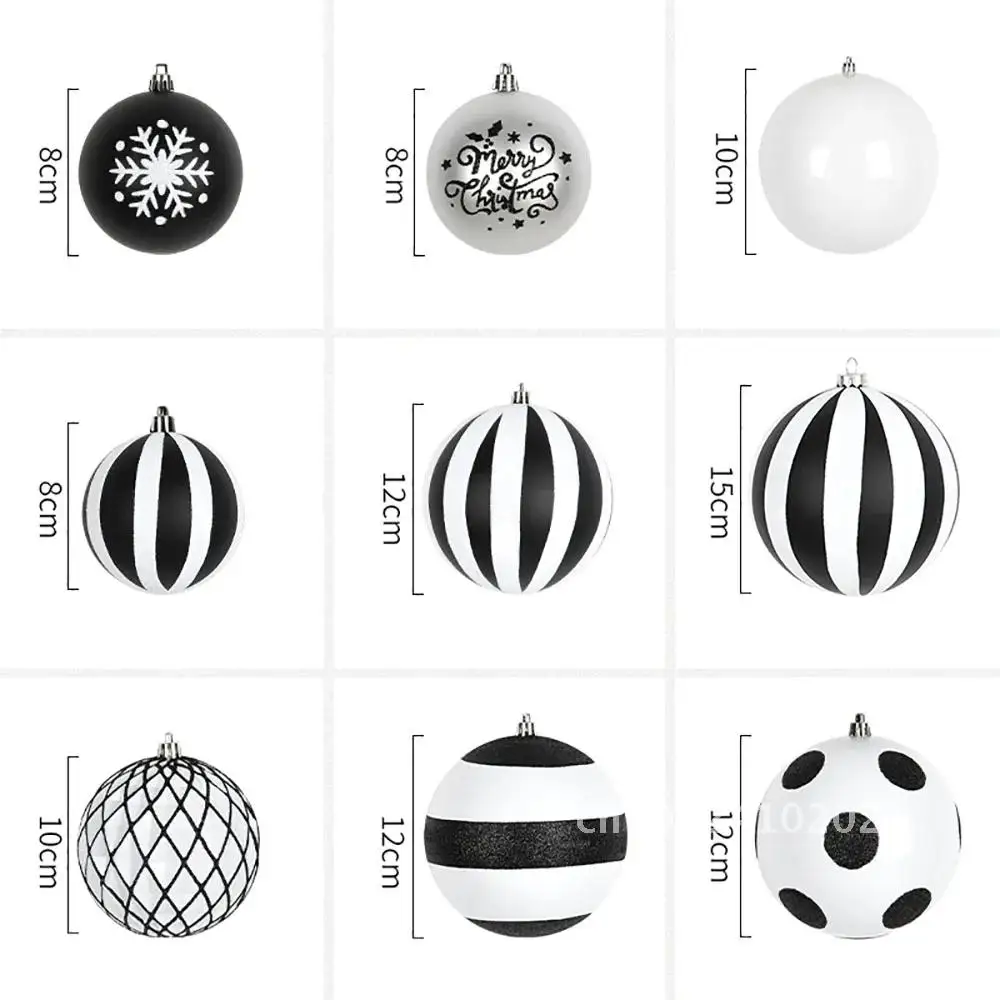 

Home 1-6pcs Christmas Tree Decoration White Black Balls Christmas Year Hanging Ball New Holiday Ornaments 8-30cm 2024 Party Gift