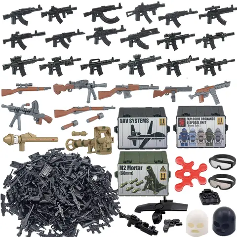 Military Soldiers Figures Weapons Building Blocks Accessories Two-color Guns Assault Sniper Rifles M16 M4 Model Bricks Toy Gift