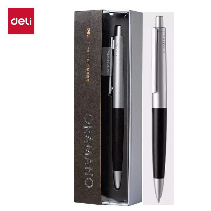 Image of Deli ORAMNO Gelstift mit Walnussholzgriff, Vollmetallgehäuse, minimalistischer Signaturstift mit 0,5/0,7/1,0 mm, luxuriöses Business-Stift-Geschenkset