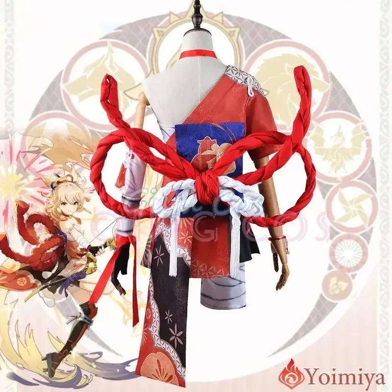 Genshin Impact Yoimiya Cosplay Costume Adult Carnival Uniform Wig Anime Halloween Party Costumes Masquerade Women Game