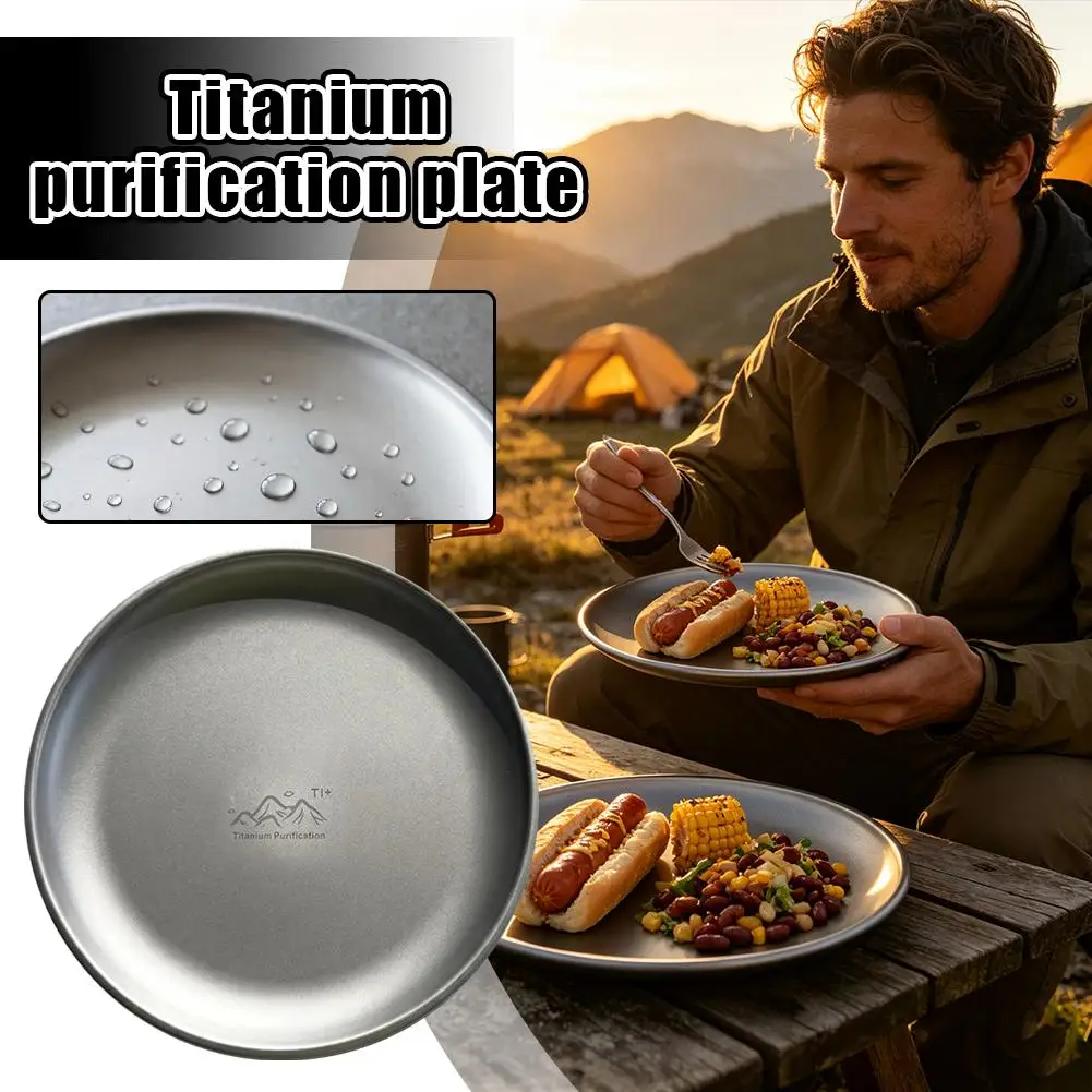 14/17/20/23/26cm Titanium stainless steel Camping Plate Portable Ultralight Stackable Tableware Outdoor Picnic Home Dinnerware
