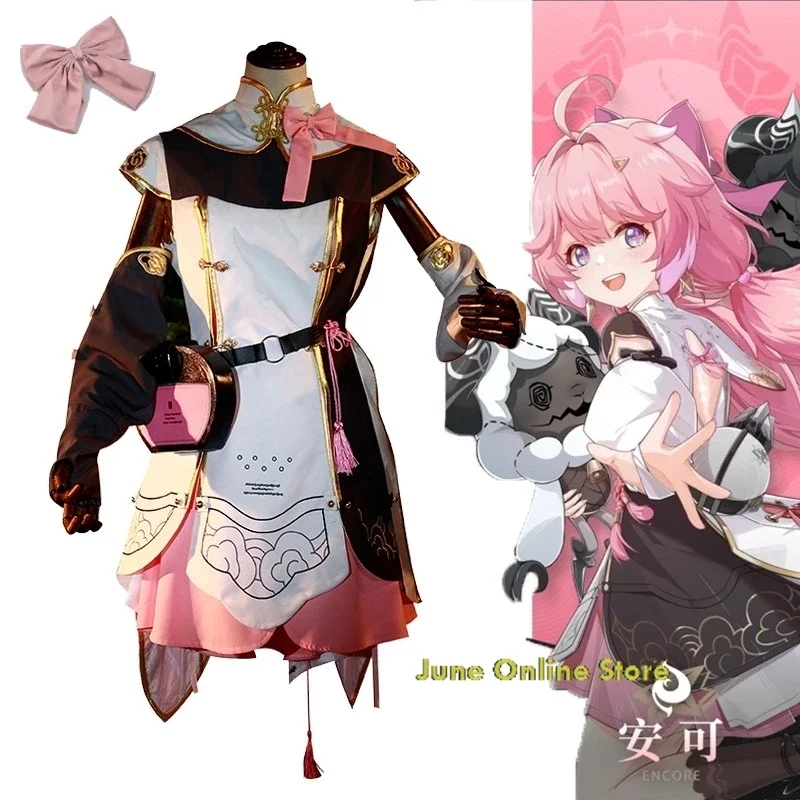 Ondas Encore Cosplay fantasia para meninas, roupa de evento de jogo Anime, gravata borboleta rosa Halloween, roupa feminina adulta bonito, novo, 2024, Wuthering