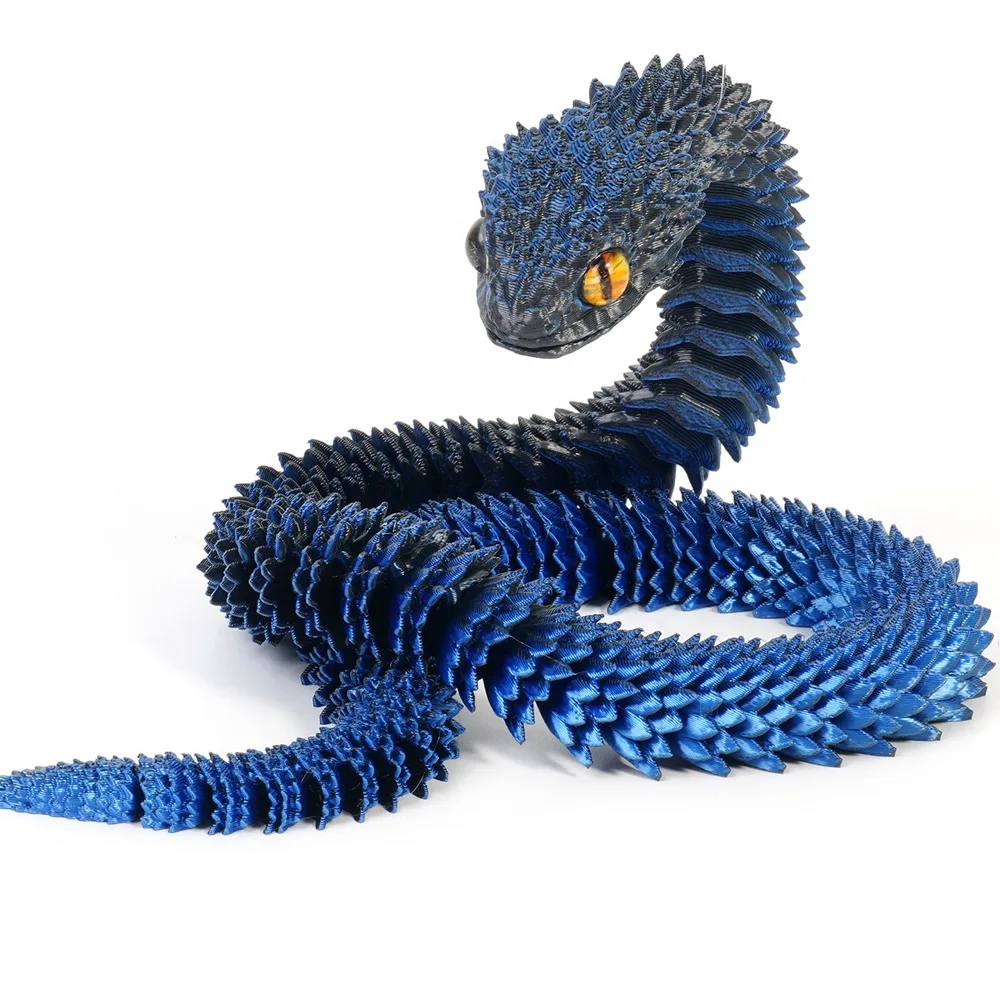 Realistic 3D Printed Snake Toy Multicolor Rotatable Simulated Snake Ornament PLA Home Decor Animal Simulation Model