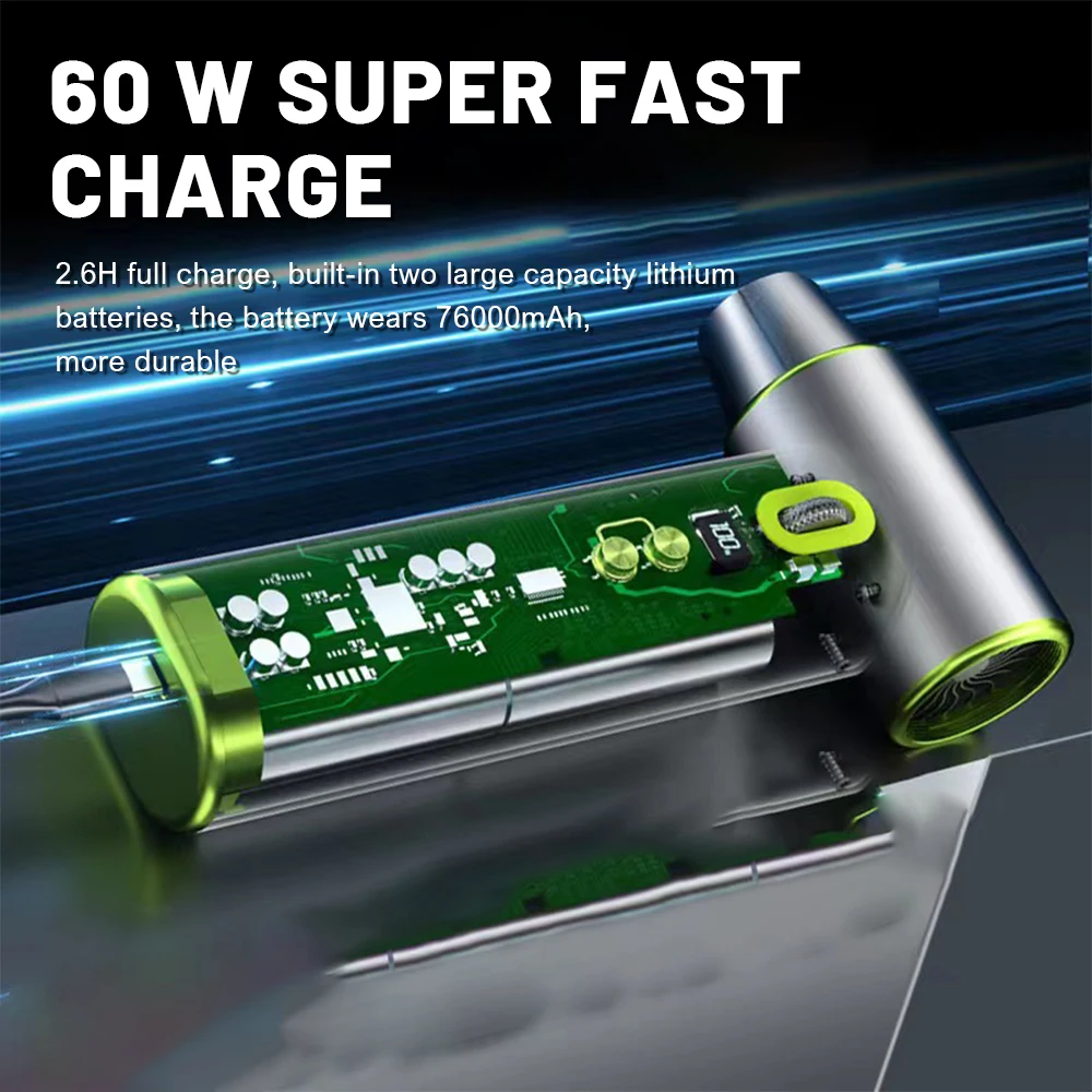 NEW Handheld Turbo Jet Fan 200000RPM Powerful Air Blower With LED Lighting Jetdry 55MM Brushless 6-speed control