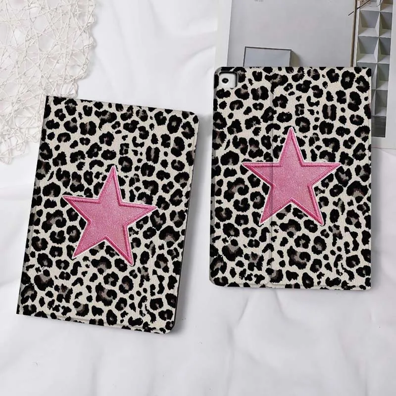 Pink Star Leopard Pattern Tablet Case For Apple iPad Air Pro mini 1 2 3 4 5 6 7 8 9 11 M2 M3 M5 M4 5th 6th 7th 10th 11th Gift