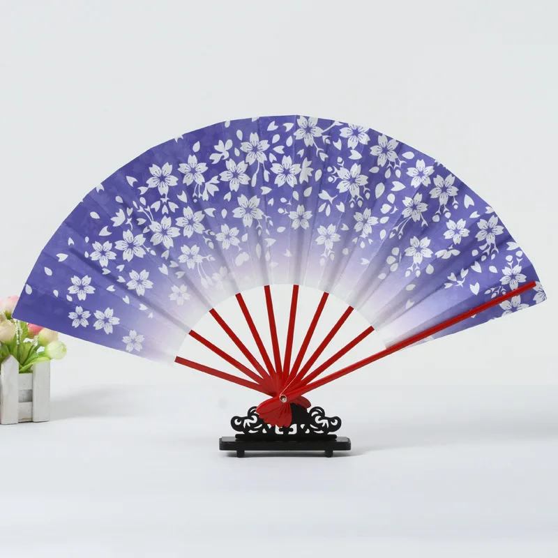 Rice Paper Baking Lacquer Side Bone Chopsticks Fan Printed Design Pocket Fan Home Decoration Pattern Dance Handheld Fan ZH507