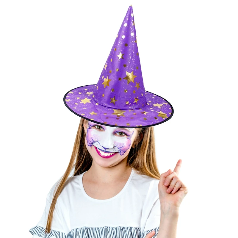 Kids Halloween Witch Hats Masquerade Wizard Hat Role Play Prop Cosplay Costume Home Decoration Dress Up Headgear Party Decor