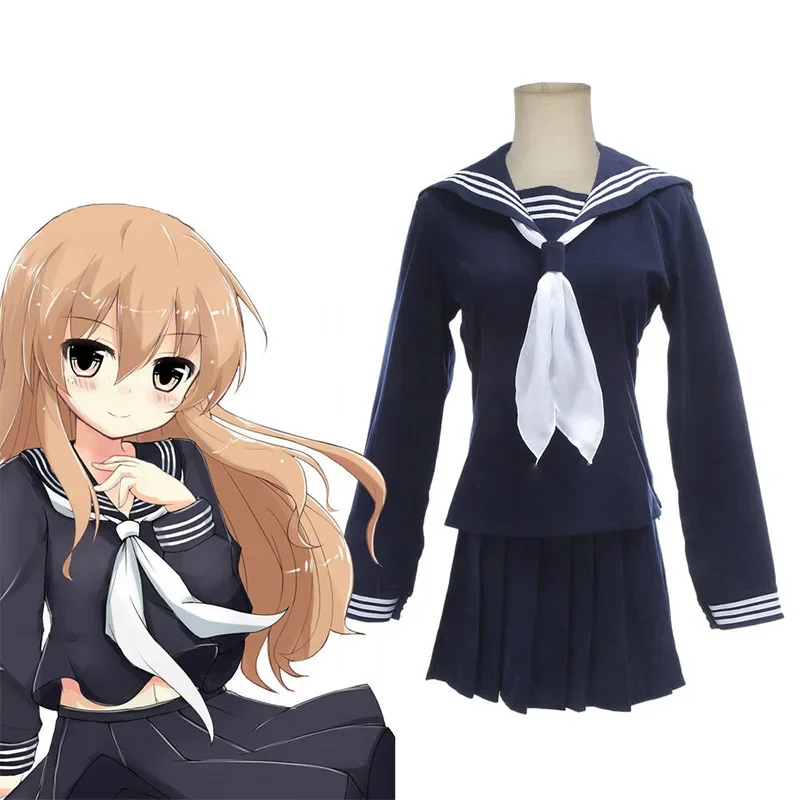 

Anime Costumes Toradora! Aisaka Taiga Cosplay JK Uniform Skirt TIGER×DRAGON!Schoolgirl Sailor Suit Halloween Uniform Party Dress