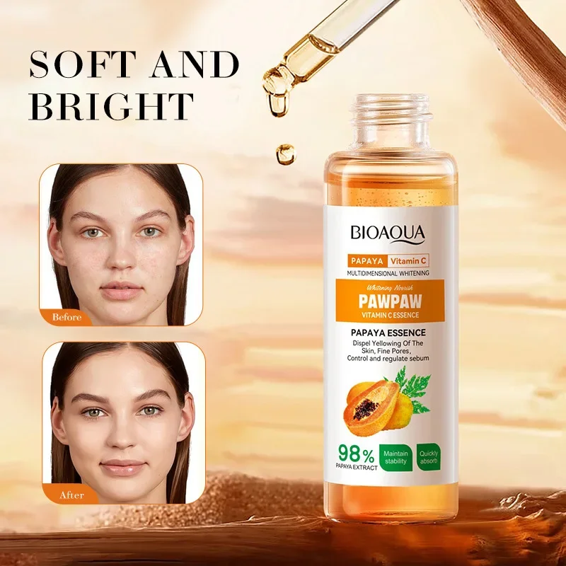 BIOAOUA Papaya Vitamin C Serum Anti-Oxidation Moisturizing Nourishing Brightening Whitening Skin Facial Essence Skin Care