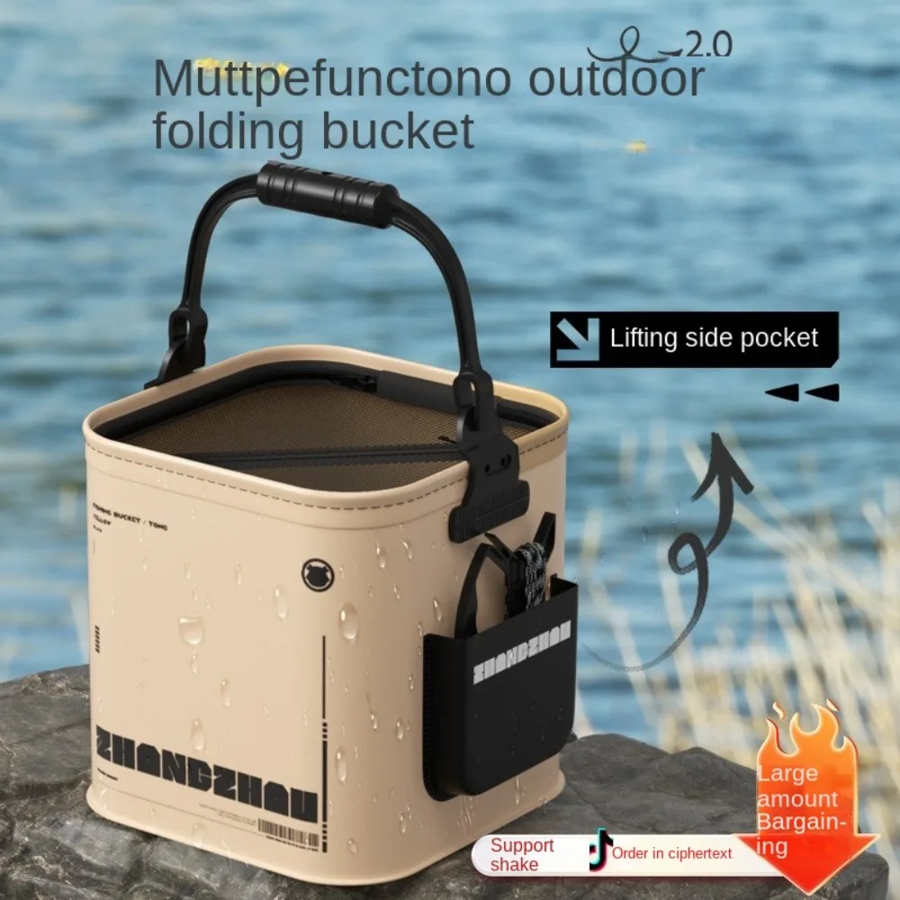 

8L/13L EVA Live Fish Bucket Breathable aterproof Collapsible Outdoor Water Tank Portable Carrying Handles Fishing Bucket Camping