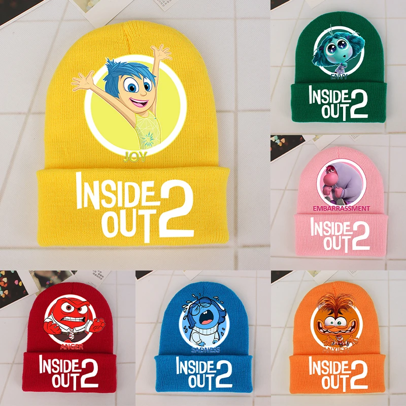 Inside Out 2 Baby Hat Cute Cartoon Figure Printed Knitted Hats Boys Girls Warm Cap Unisex Beanie Hat Children Birthday Gifts