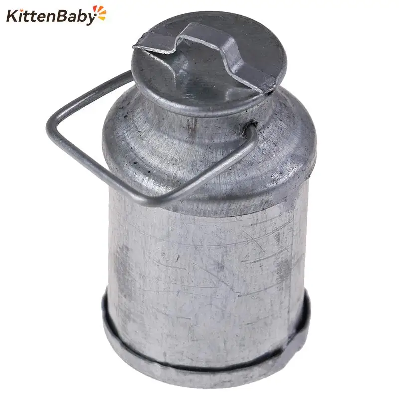 Farm Metal Milk Can Kettle Pot 1:12 Doll House Miniature Accessories Model Furniture Toys