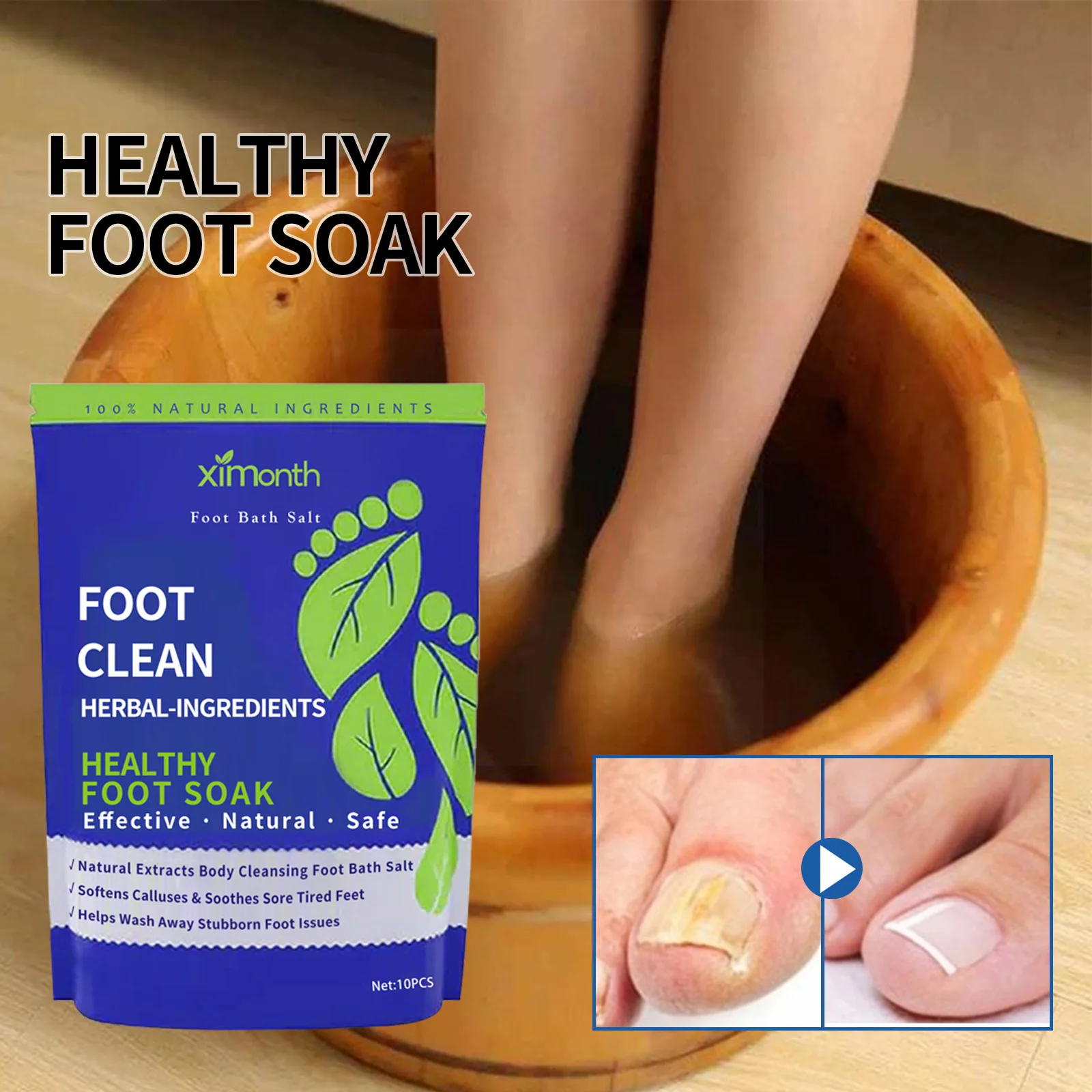 10pcs/Bag Foot Cleansing Soak Gel Dehumidification Detox Relieve Fatigue Natural Herbal Foot Bath Capsule Shape Up Care