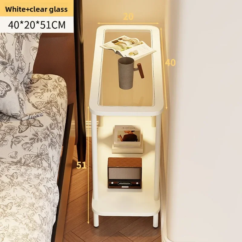 Bedside table Modern simple double-layer narrow-slit storage rack Mini edge table next to the sofa in the living room image 2