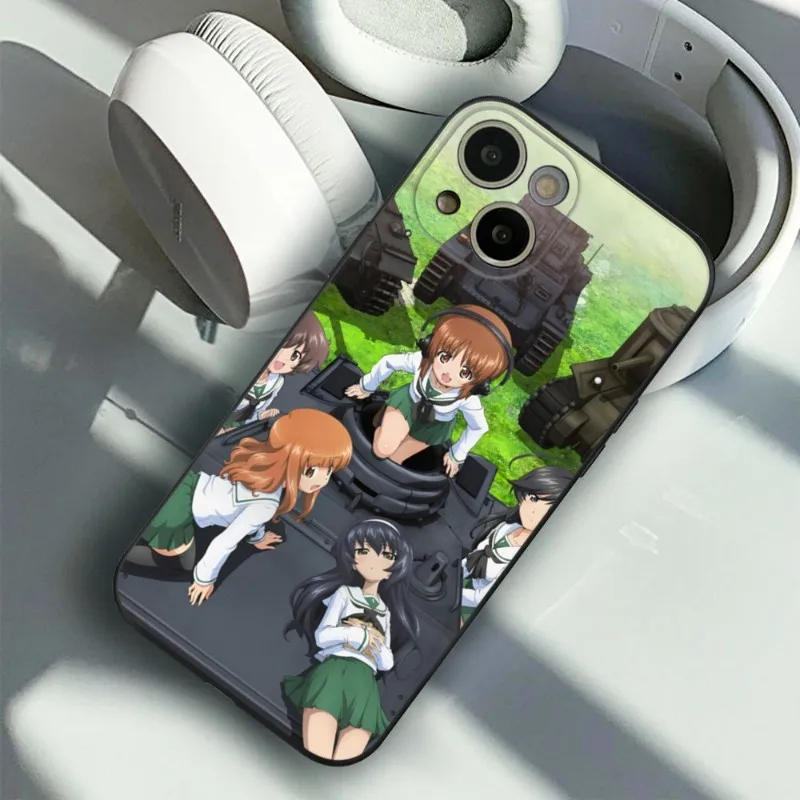 FOR IPhone GIRLS and PANZER Anime Phone Case FOR IPhone 15 14 11 12 Pro 8 7 15 Plus 13 Pro MAX XR XS MINI SE 2020 Black Covers