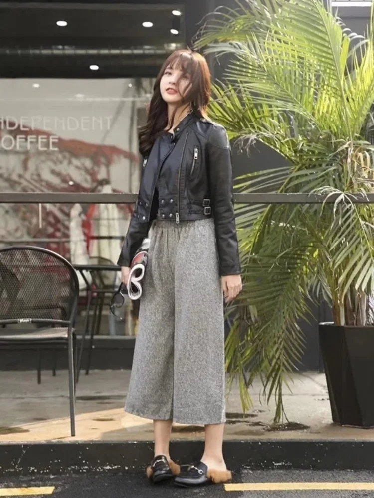 

Women's Motorcycle Spring 2026 Female Fashion Women's Leather Jacket Faux Leather Jacket High Quality Overcoat Women's Clothing