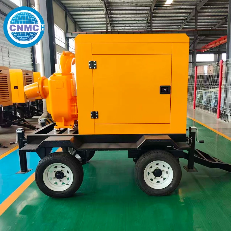 Trailer Mounted Diesel Self Priming Water Pump High Efficiency Easy Maintenance for Aquaculture Water Exchange Emergency Water