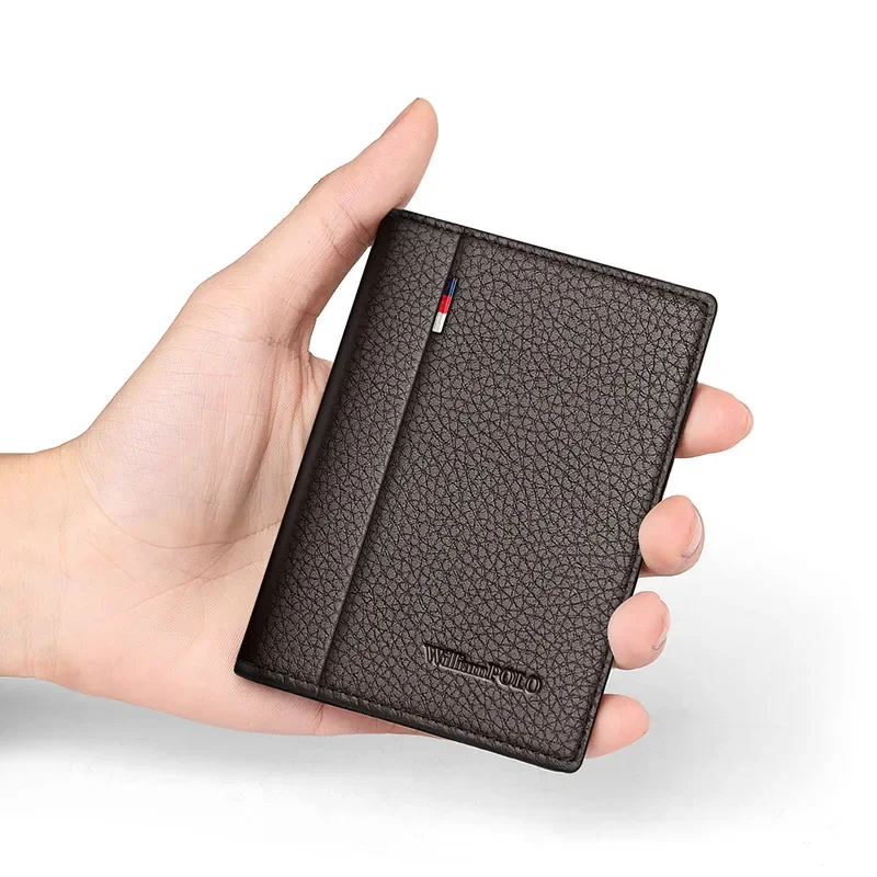 Luxury brand Mini Ultra-thin Small Wallet Men's Short Leather Small Card Holder Youth Wallet Real Leather Coin Purse WILIAMPOLO image 3