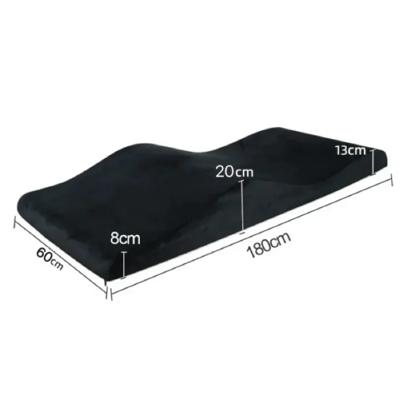 

Curved Mattress Lash Bed Topper Premium Foam Velvet Beauty Salon Furniture Massage Table Modern, Black, 180*60 CM