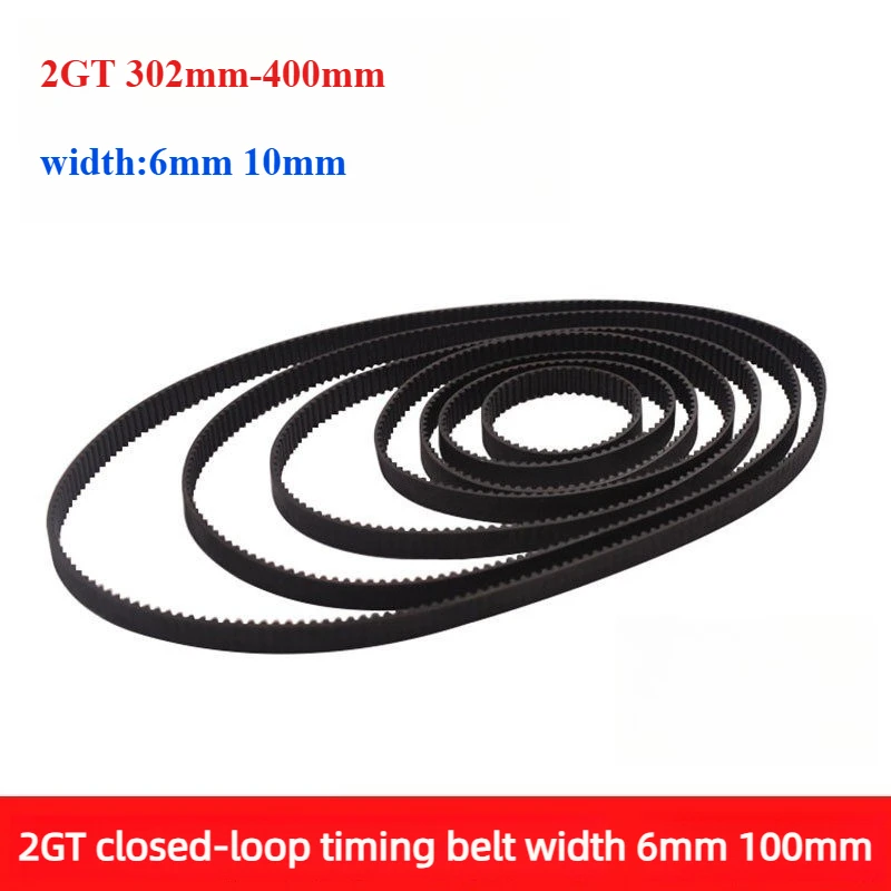 1pcs 2GT Closed Loop Rubber Timing Belt 2GT width 6mm/10mm,302/350/360/370/380/390/400mm 3D Printer Parts Synchronous Belts Part