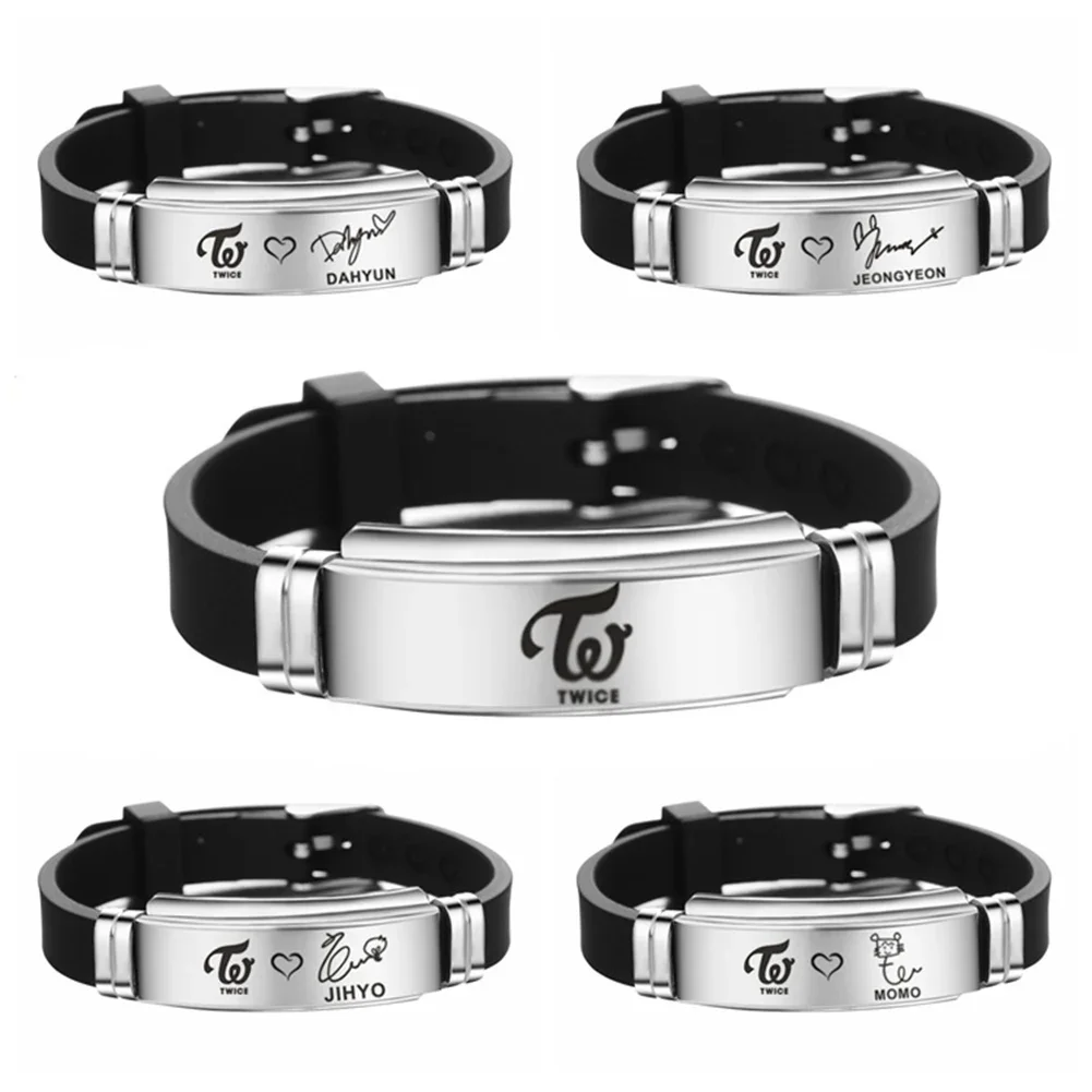 South Korea Twice Black Silicone Wristband Bangle Fashion Simple Accessories Banquet Jewelry Gifts