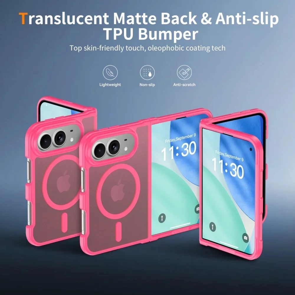 Slim Matte Translucent For Magsafe Case For iPhone Duo duo DUO Fold Wireless Charging Shockproof Back Front PC Hard Cover
