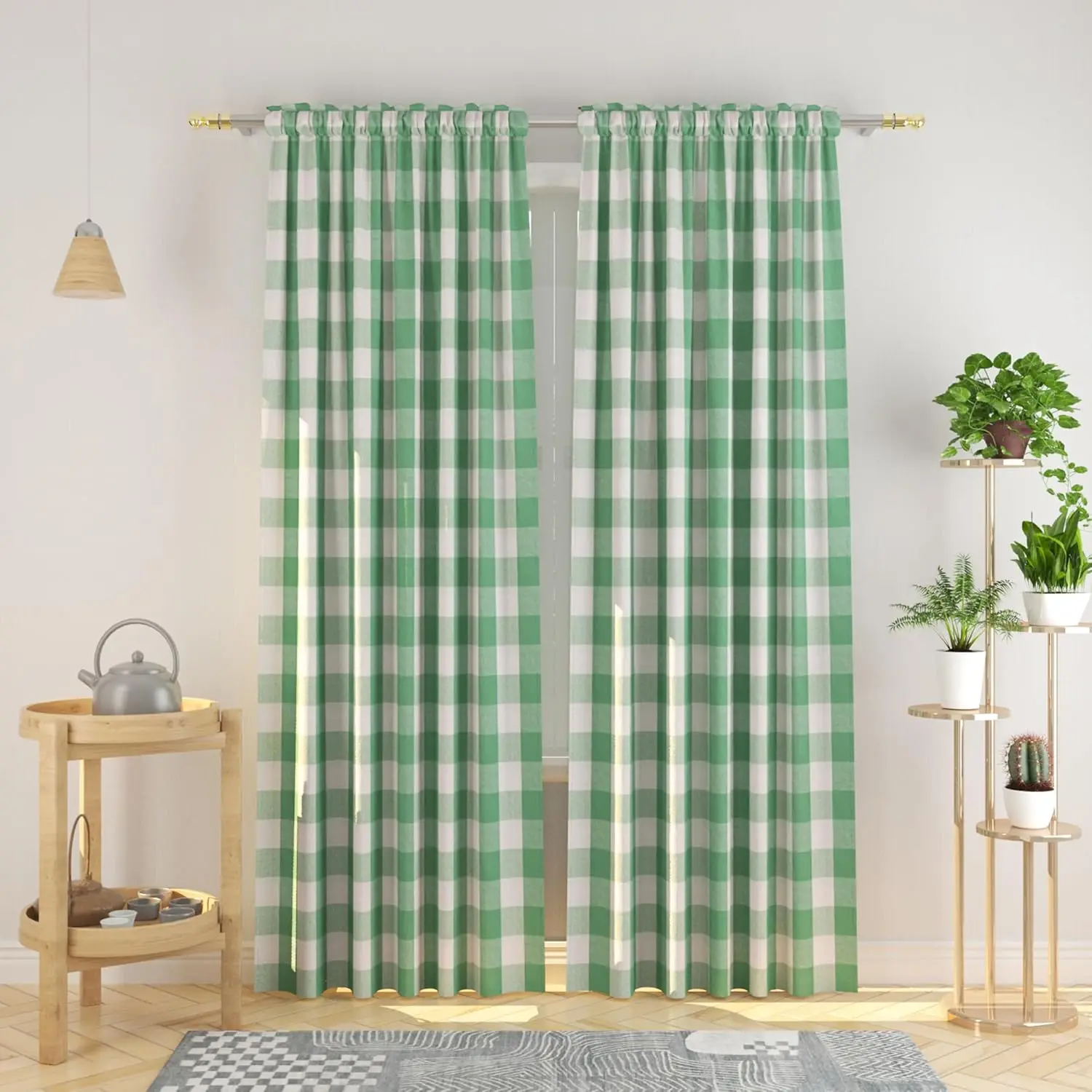 

Buffalo Check Curtains 108 inch Long Farmhouse Living Room Divider Bedroom Gingham Plaid Window Curtain Panels Sliding G