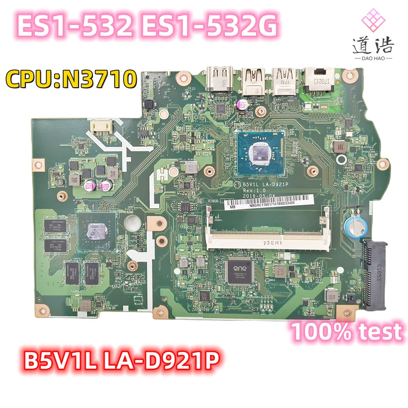 

Материнская плата для ноутбука Acer Aspire LA-D921P, материнская плата NBGHC11001 с процессором N3710, DDR3, 100% протестирована, полностью работает