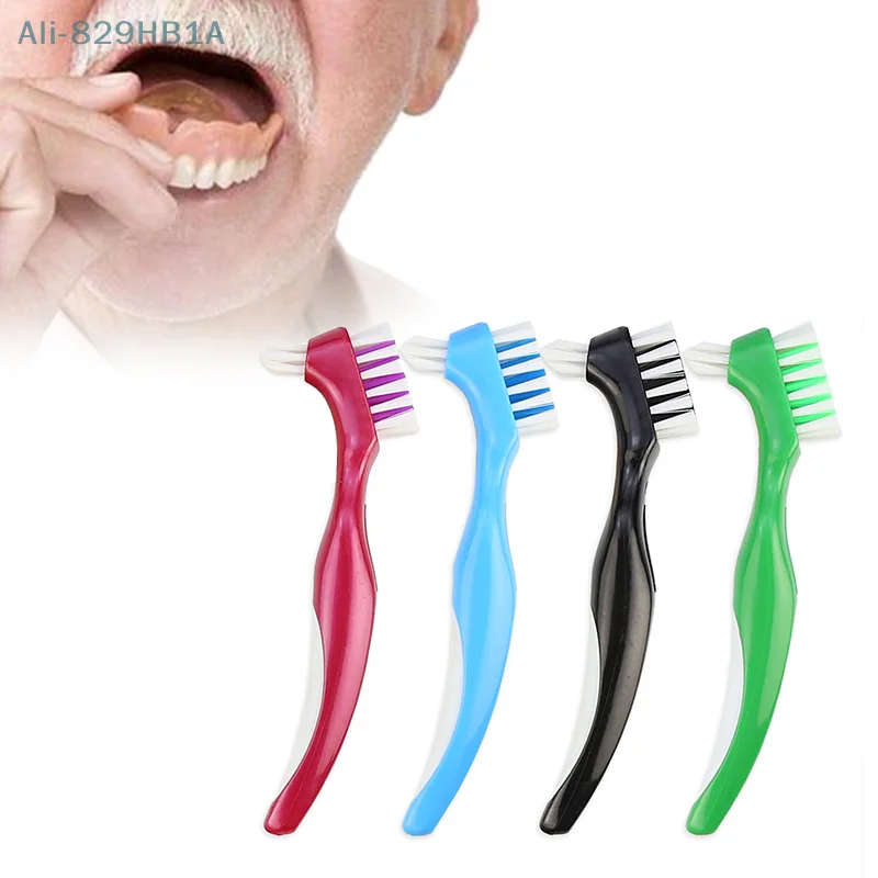 Denture Cleaning Brush Dual Heads Gum Cleaner For Men Women Multi-Layered Bristles False Teeth Brush Oral Cleaning Tools