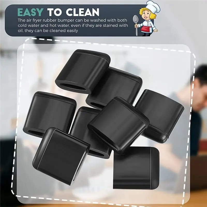 【PLAISIR】2X Air Fryer Rubber Bumpers,Air Fryer Tray Rubber Replace Parts,Non-Scratch Protective Covers For Air Fryer Pan - view 2