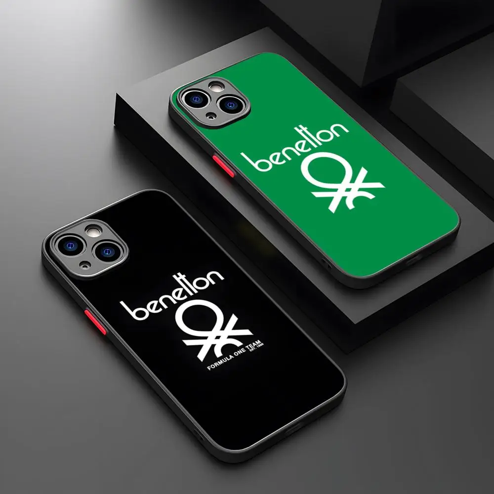 Marca de ropa Benetton funda de teléfono mate transparente para Iphone 16 15 Max 14 13 Mini 12 Pro 7 8 11 XR Xs X Plus contraportada